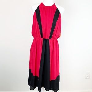 Gibson Latimer halter neck color block dress